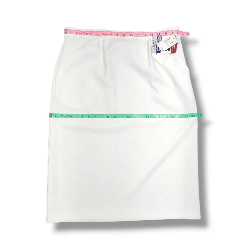Vintage Donnkenny Pull On‎ Midi Straight Skirt White Women's Size 16